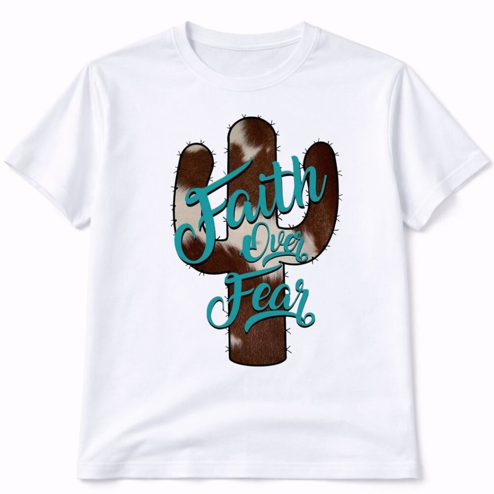 Faith Over Fear Graphic T Shirt Trendy Western Style Tee Women Gifts White
